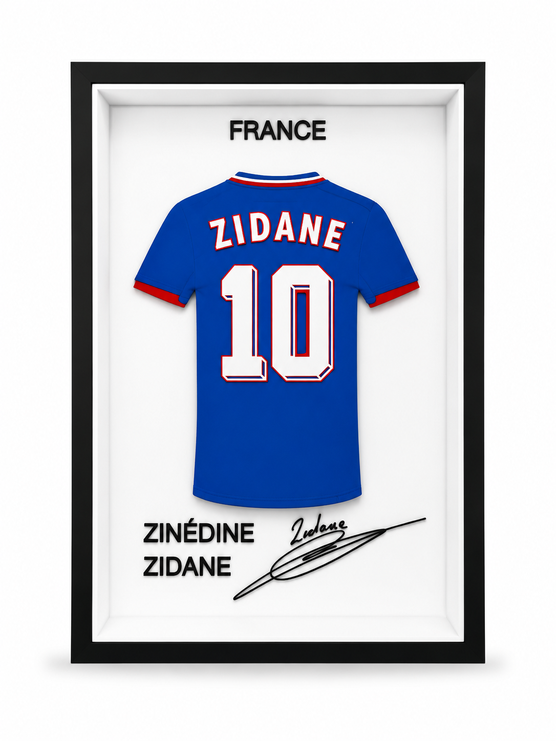 Maillot Encadrée Zinédine Zidane | France 1998 #10 | Décoration 3D Premium