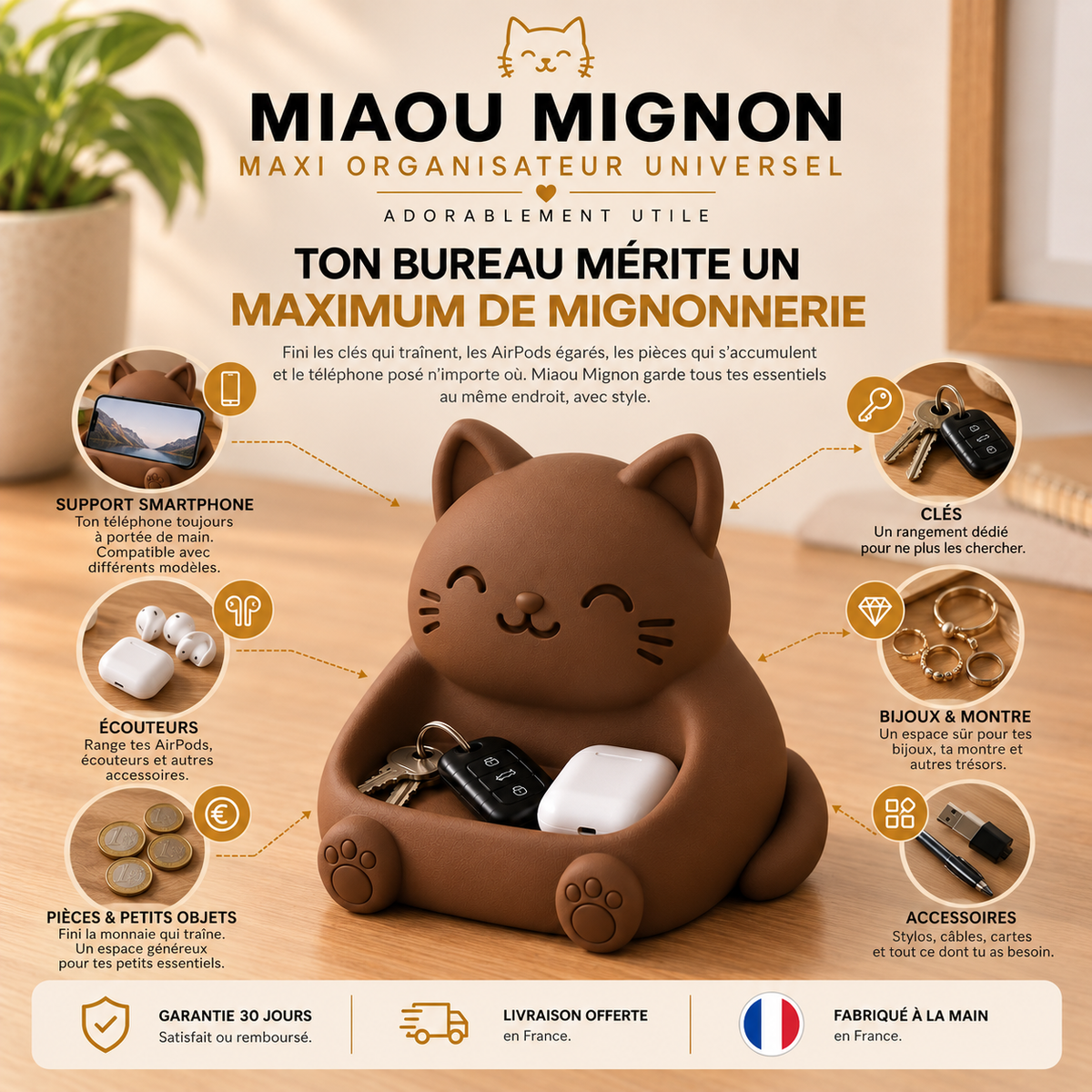 Miaou Mignon | Vide-Poches & Organisateur Universel