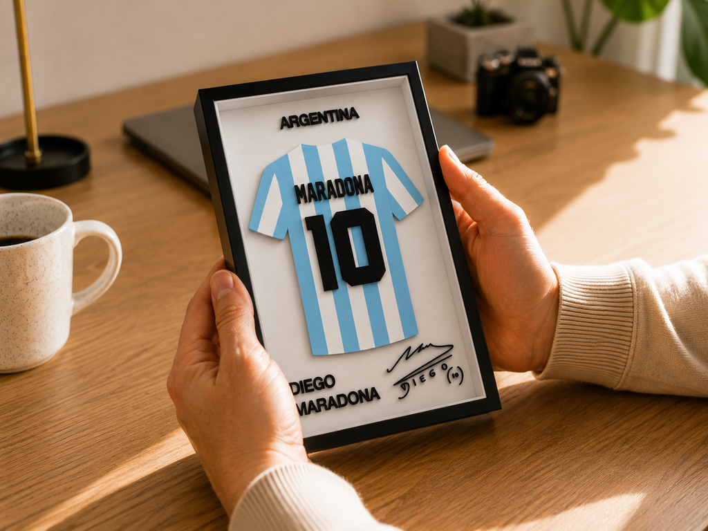 Maillot Encadrée Diego Maradona | Argentina #10 | Décoration 3D Premium