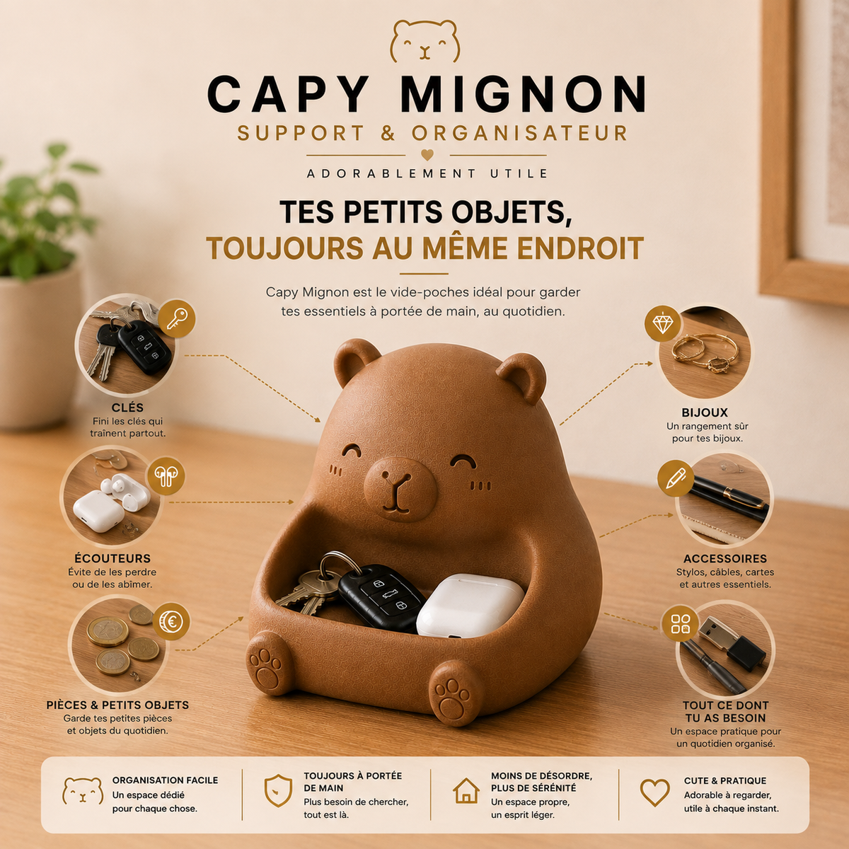 Capy Mignon | Vide-Poches & Organisateur Universel