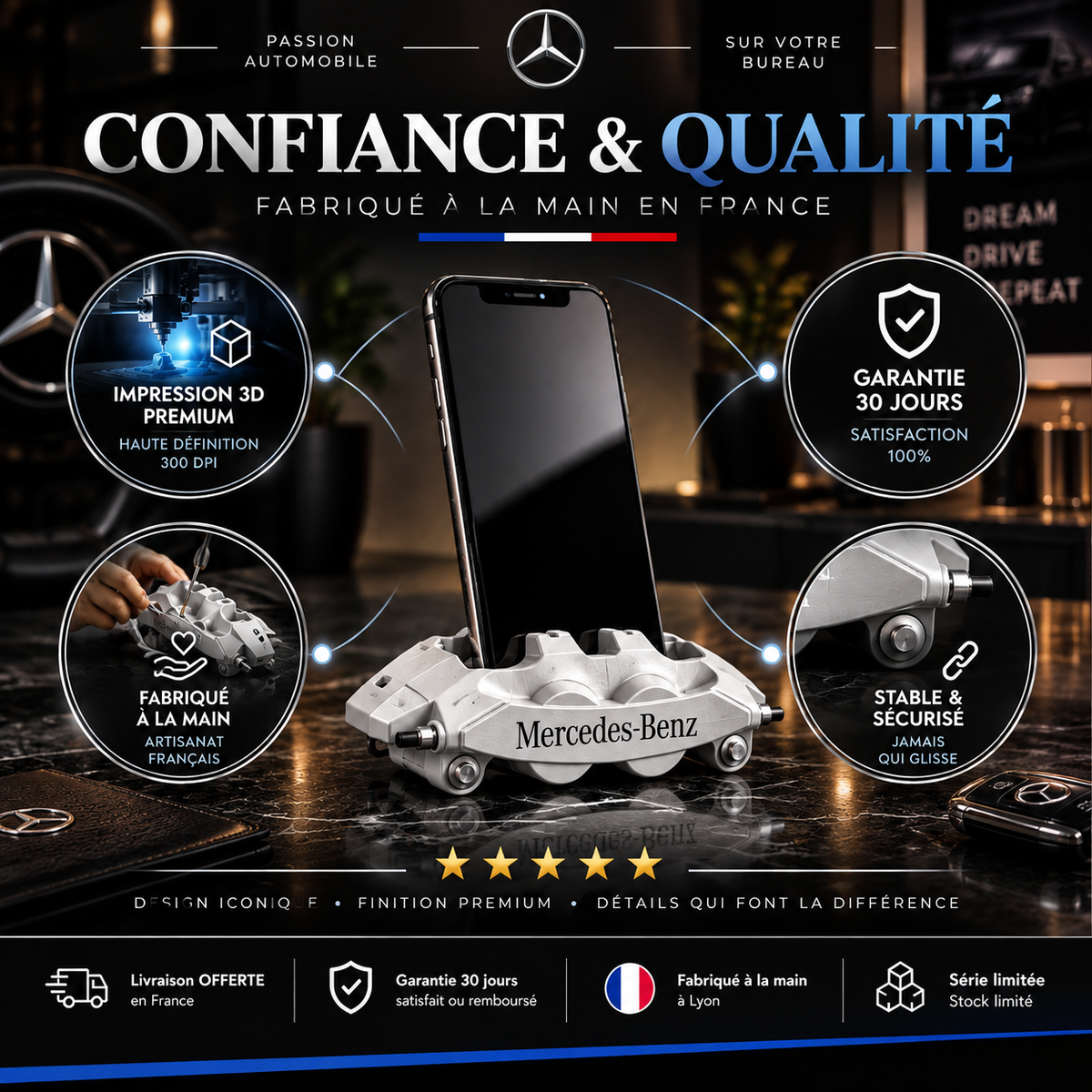 Mercedes-Benz Brake | Support Téléphone Universel & Organisateur