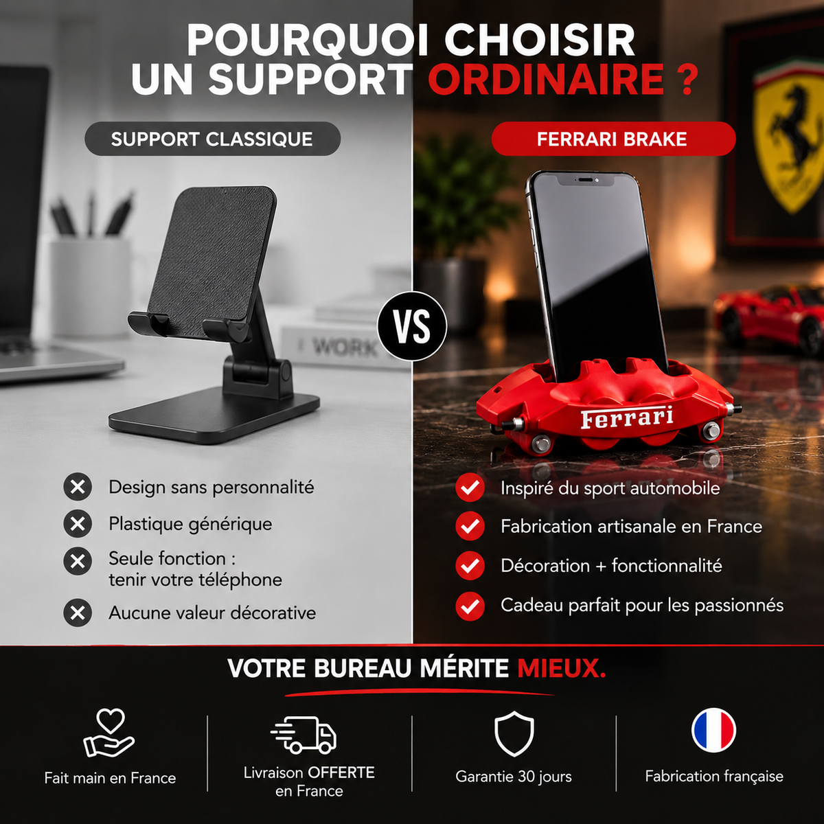 Stand Téléphone Ferrari | Ton Téléphone Mérite une Ferrari — 5 Couleurs