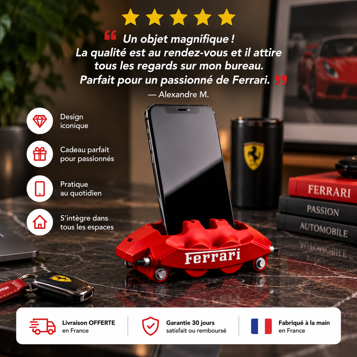 Stand Téléphone Ferrari | Ton Téléphone Mérite une Ferrari — 5 Couleurs