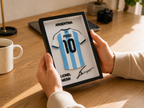 Cadre maillot 3D Lionel Messi Argentine — cadeau supporter football, impression 3D Lyon