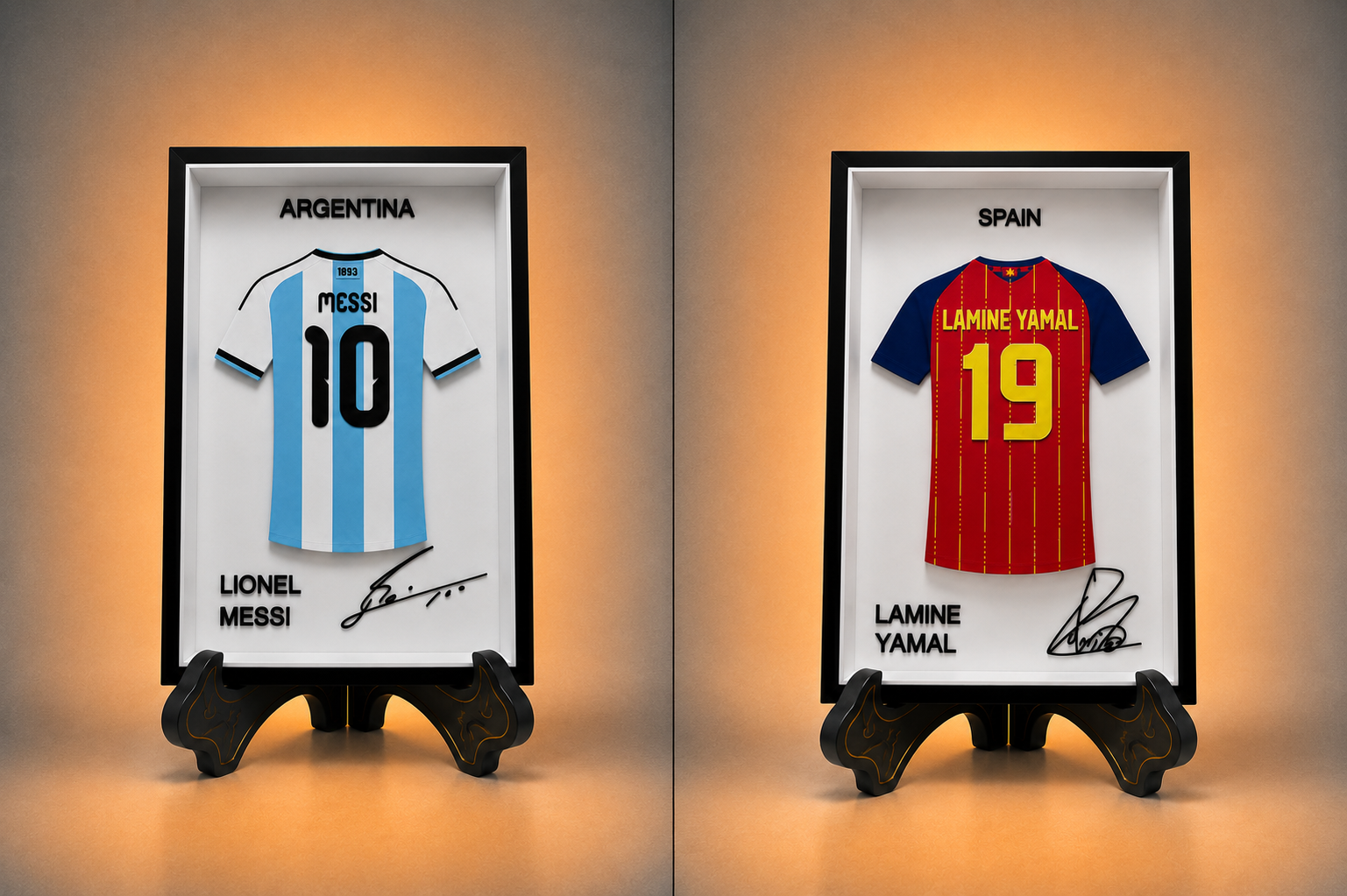 Pack Légende & Héritier | Messi + Lamine Yamal — 2 Maillots Encadrés