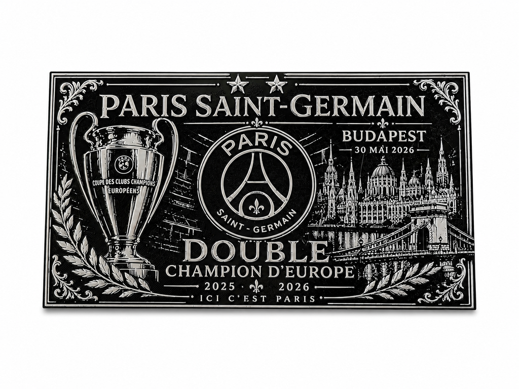 Plaque PSG Double Champion d'Europe 2025-2026 | Budapest |