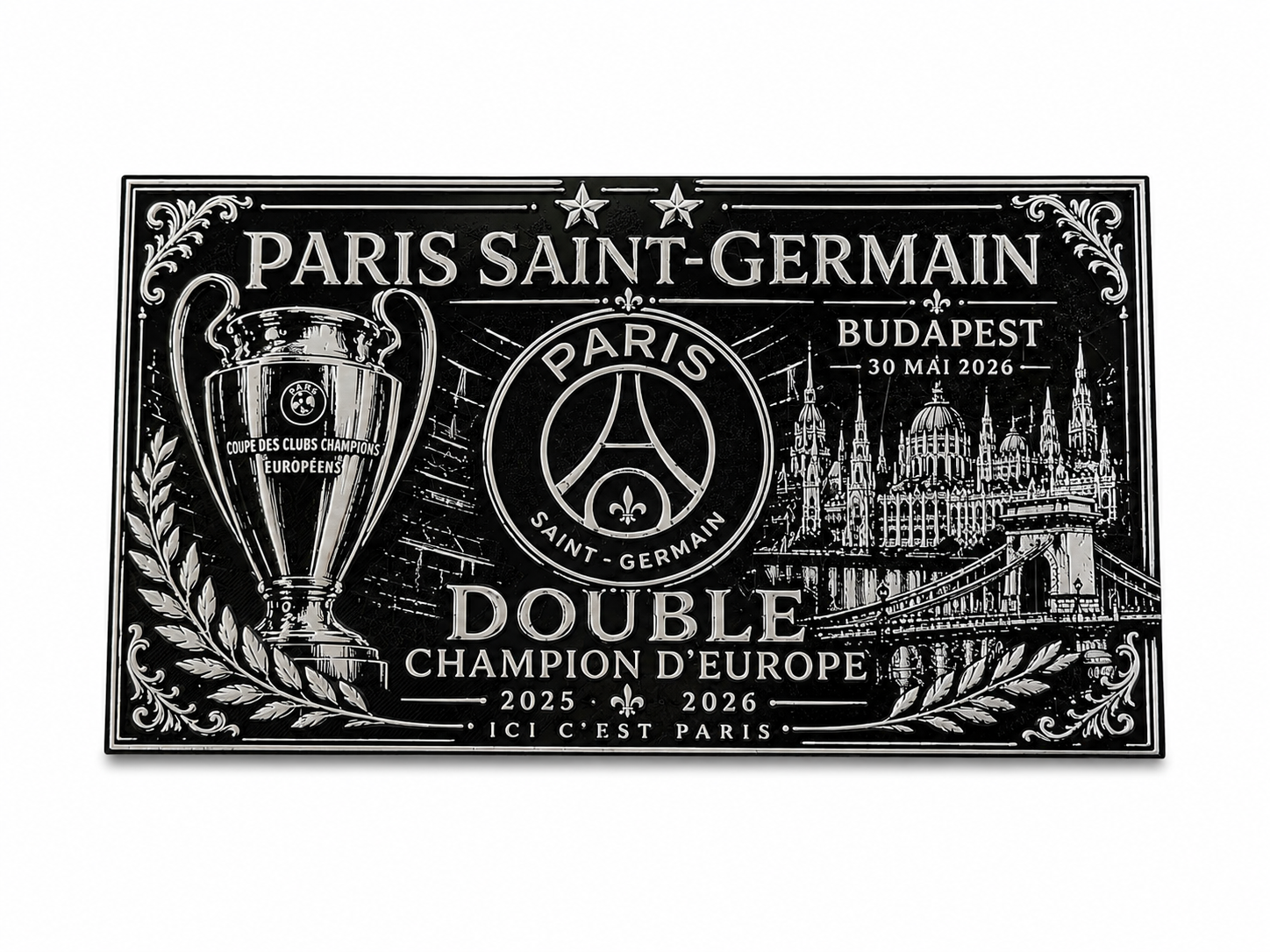 Plaque PSG Double Champion d'Europe 2025-2026 | Budapest |