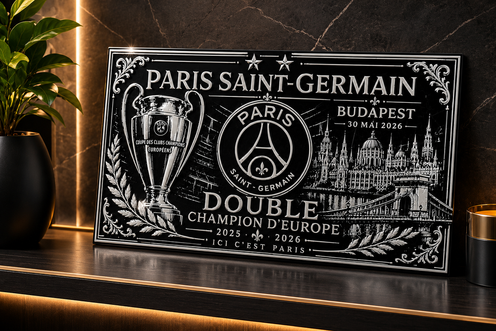 Plaque PSG Double Champion d'Europe 2025-2026 | Budapest |