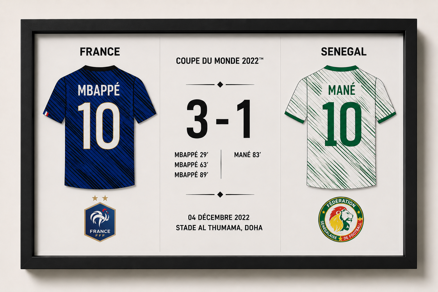 Cadre Match France 🇫🇷 vs Sénégal 🇸🇳 – Personnalisé