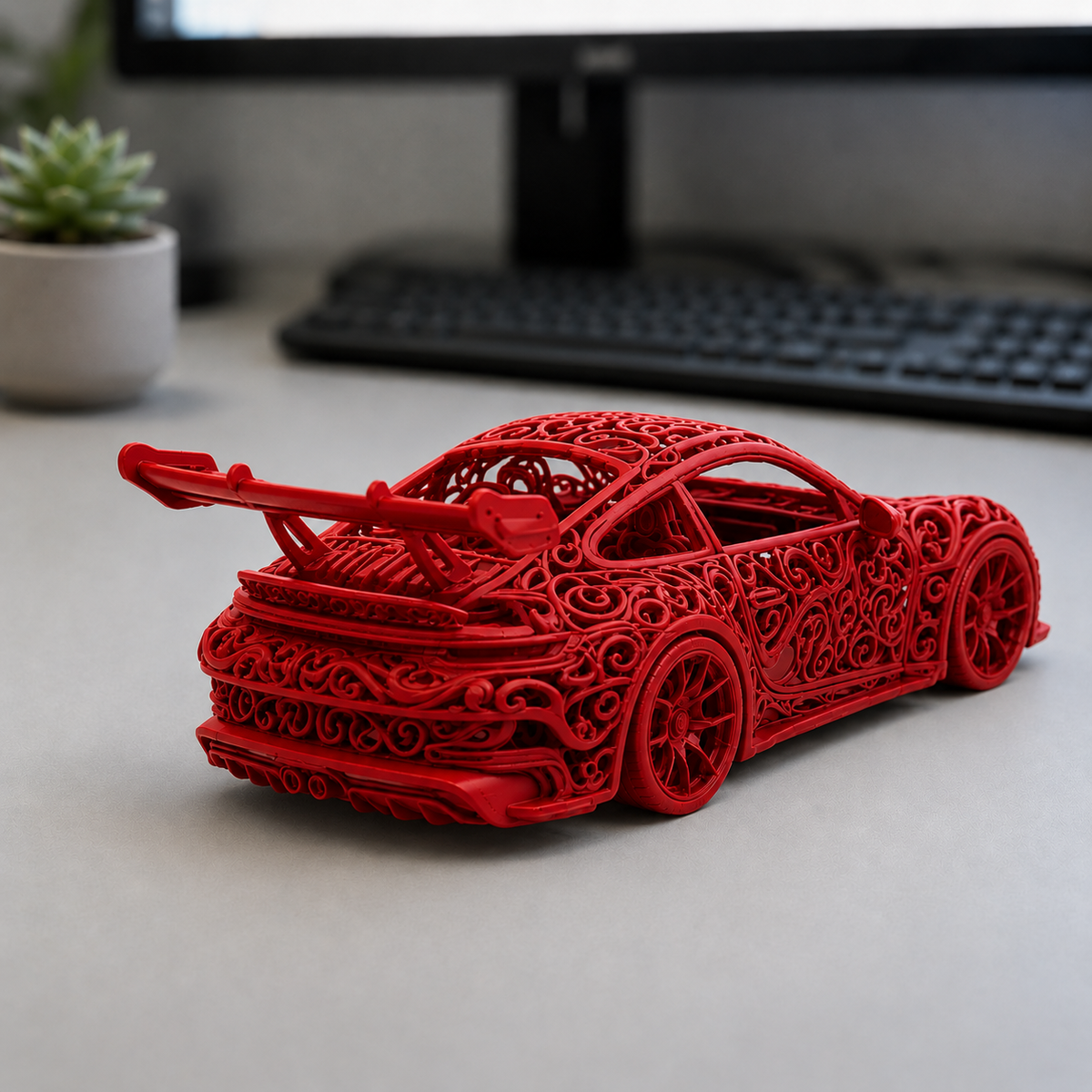 Porsche 992 GT3 Voronoi | Pièce de Collection | Art Moderne | 20 cm