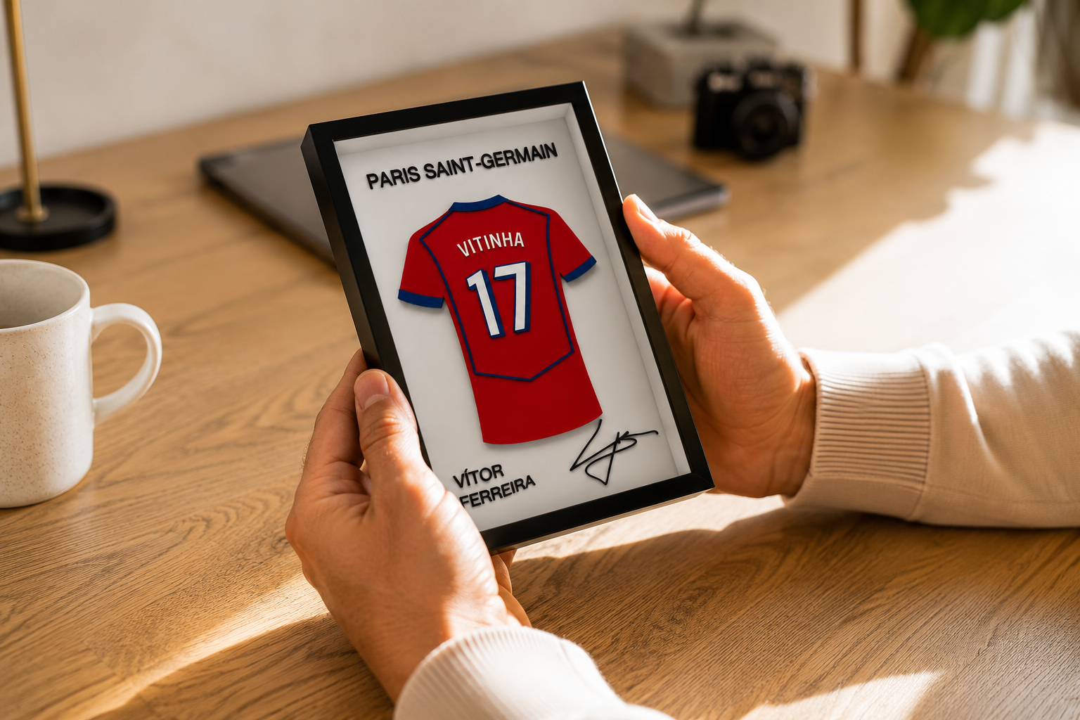 Maillot Encadrée Vitinha | Paris Saint-Germain #17 | Décoration 3D Premium